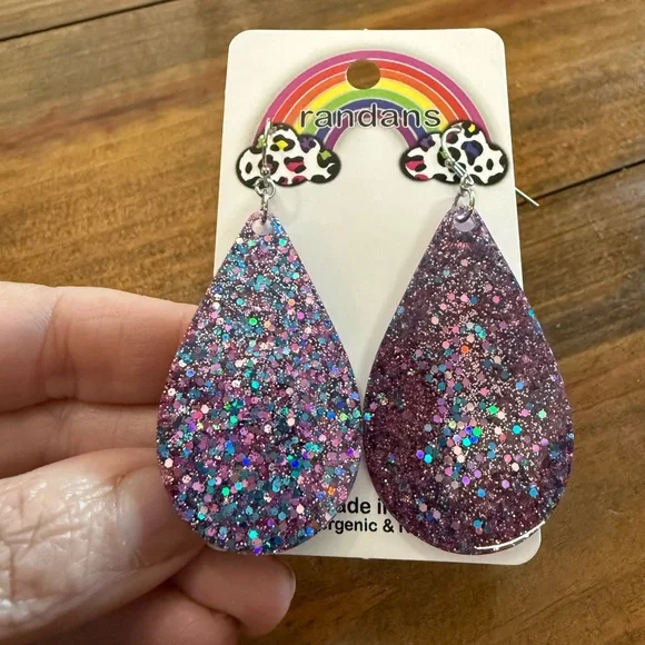 Randans Glitter Teardrop Earrings - Picture 1 of 3